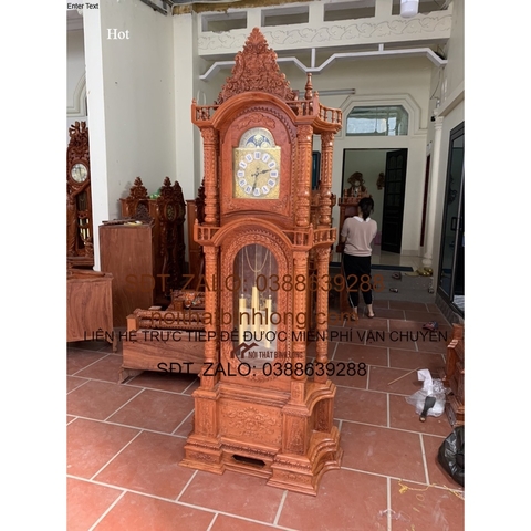 Đồng hồ tứ trụ vát cột hạt gỗ hương đá cao 2m07 hàng CỰC VIP, tuyển vân, tuyển gỗ loại 1 (MIỄN PHÍ VẬN CHUYỂN 50KM)