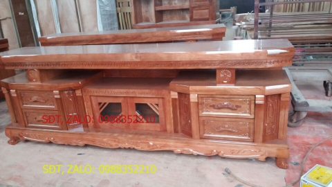 [Trả góp 0%] Kệ tivi gỗ xoan đào mẫu tân cổ điển 2m  kệ tivi gỗ  tủ để tivi gỗ cao cấp