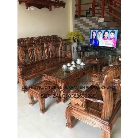 bộ bàn ghế quốc đào tay 12- Đồ Gỗ Bình Long