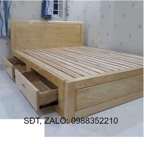 Giường ngủ gỗ sồi ngăn kéo vạt thường