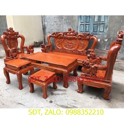 [Trả góp 0%] Bộ Bàn Ghế Phòng Khách Nghê Đỉnh Tay 12 Gỗ Hương Đá bộ bàn ghế gỗ  bàn ghế cao cấp phòng khách