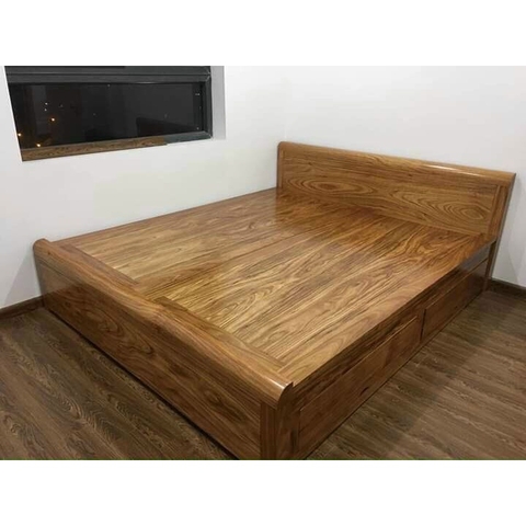 [KV Hà Nội] Giường Gỗ Hương Xám Dát Phản (có ngăn kéo) 1m8