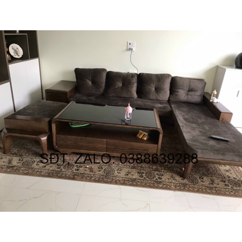 Sofa phòng khách góc gỗ sồi Mỹ giá thật