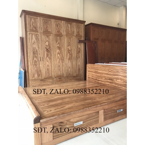 Giường ngủ hương xám có ngăn kéo 1m8x2m