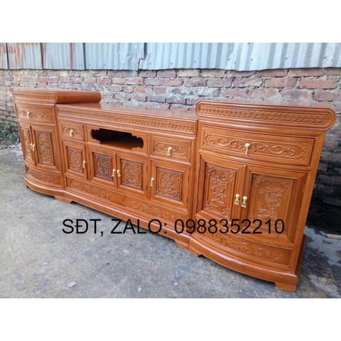 Kệ tivi gỗ gõ đỏ 2m4