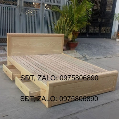 Giường Ngủ Gỗ Sồi 1M6X2M Ngăn Kéo Màu Tự Nhiên Giá Rẻ