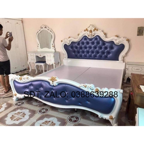 Combo giường tủ quần áo bàn phấn tủ đầu giường phòng ngủ tân cổ điển CB024 giá thật