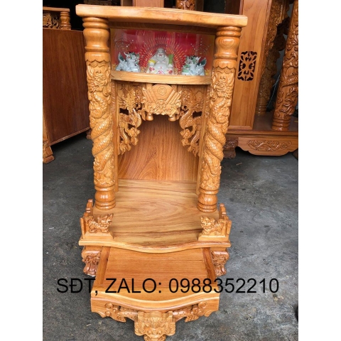 Bàn thờ thần tài ông địa gỗ gõ đỏ 50 x 81cm - Nội Thất Bình Long