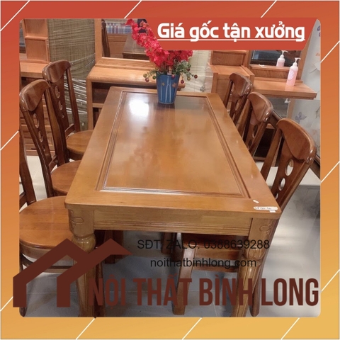 [KV Hà Nội] Bàn Ăn Gỗ Cao Su 6 Ghế