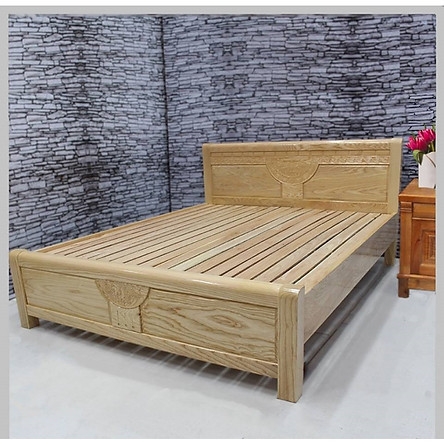 giường ngủ gỗ sồi nga 1m6 màu tự nhiên