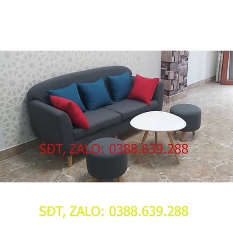 sofa băng dài kèm bàn và 2 đôn