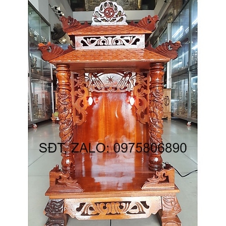 Bàn thờ Thần Tài Ông Địa gỗ Chàm Mái chùa , bàn thờ mái nhà gỗ chàm , bàn thờ ông địa thần tài ngang 60cm