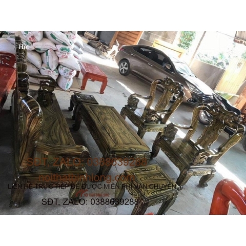 bộ bàn ghế phòng khách quốc đào gỗ tràm 6 món tay 10