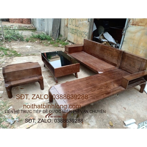 Bàn ghế sofa phòng khách gỗ sồi nga màu óc chó