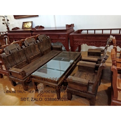 bộ bàn ghế phòng khách âu á chương voi gỗ mun đuôi công
