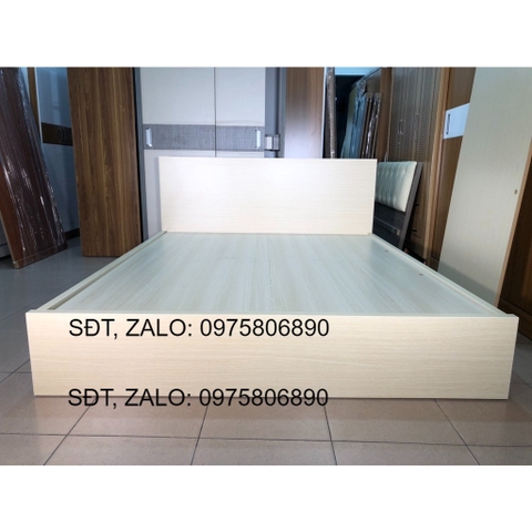 Giường Ngủ Gỗ Mdf Melamine Màu Kem Học Kéo