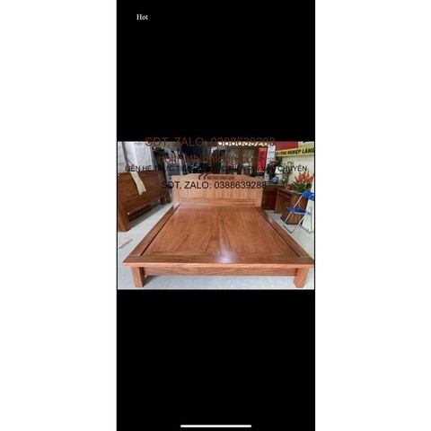 Giường ngủ gỗ hương đá 1m8x2m dát phản trơn