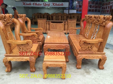 [Trả góp 0%] Bộ bàn ghế phòng khách gỗ gõ  đào tay 12 bộ bàn ghế gỗ gõ lào  bộ bàn ghế phòng khách