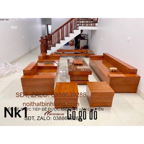 Bộ bàn ghế nguyên khối đóng hộp gỗ gõ đỏ