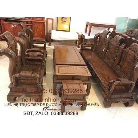bộ bàn ghế phòng khách tần thủy hoàng gỗ mun đuôi công tay 12