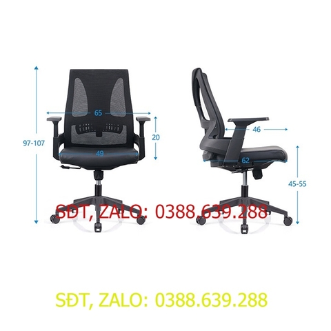 Ghế Văn Phòng Lưng Cao Có Tựa Đầu Tiện Lợi Màu Xanh Ngọc, Ghế Xoay Nâng Hạ Chiều Cao Khung Thép Chắc Chắn GHP010 020