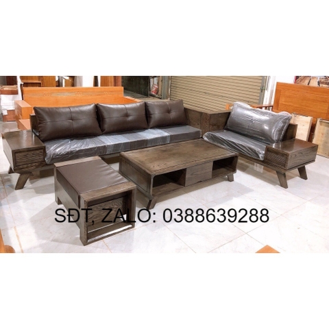Sofa góc L 2 văng chân chéo sồi Nga BG057 giá thật