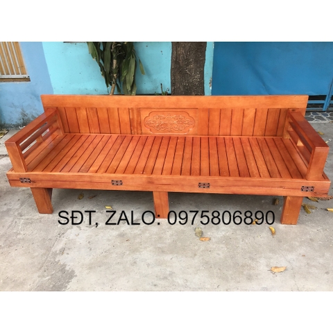 [Trả góp 0%] Ghế gấp thành giường có hộp kéo gỗ sồi 1m2