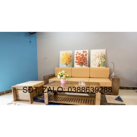 Bàn ghế gỗ Sofa góc L văng đơn BG195 giá thật