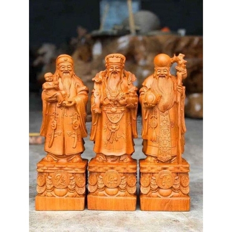 bộ tượng tam đa phúc lộc thọ gỗ hương