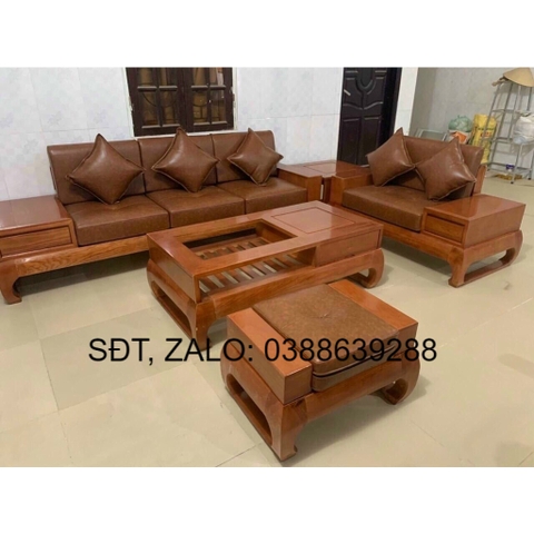 Sofa phòng khách gỗ xoan đào cao cấp giá thật