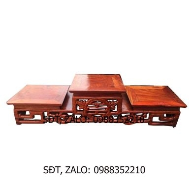 Đế tam sơn gỗ hương-Tam cấp gỗ-Bục tam cấp mặt 22 cm