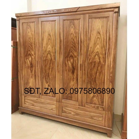 [Trả góp 0%] Tủ quần áo gỗ Hương xám , tủ áo 4 cánh bằng gỗ , tủ áo 1m8
