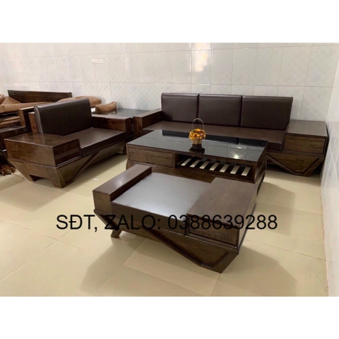sofa phòng khách gỗ sồi xám cao cấp giá thật