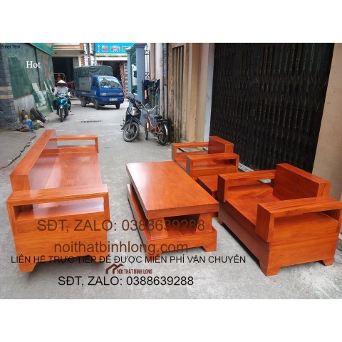 Bàn ghế Phòng Khách gỗ Sồi Nga bộ đối hàng đẹp mẫu 114
