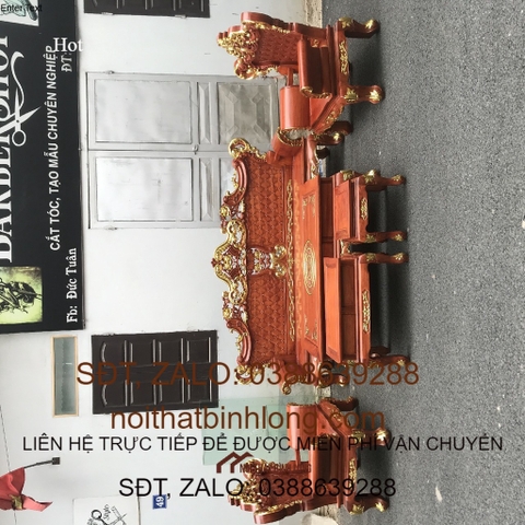 [VIP] Bộ Bàn Ghế Hoàng Gia Gỗ Hương Đá Dát Vàng