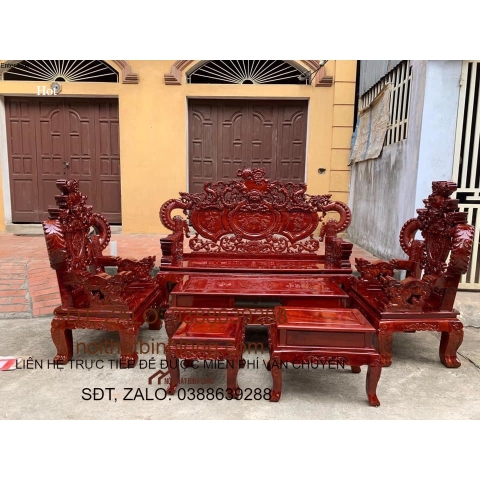 Bàn Ghế Nghê Rồng Khuỳnh gỗ Xà Cừ sđt: 0349199813