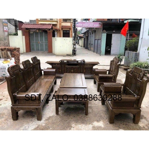 Bộ bàn ghế phòng khách gỗ mun đuôi công giá thật