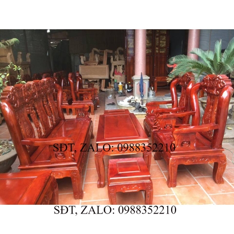 Bộ Bàn Ghế Đồng Kỵ Minh Quốc Voi Gỗ Xà Cừ