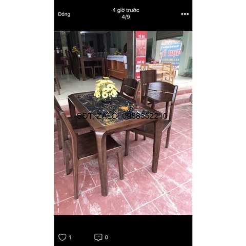 Bàn ăn gỗ sồi xám 4 ghế