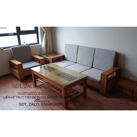 Bộ bàn ghế phòng khách sofa gỗ sồi hiện đại