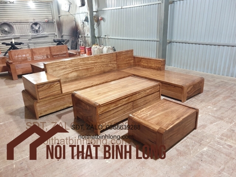 sofa gỗ gõ 2 văng cao cấp kèm đệm