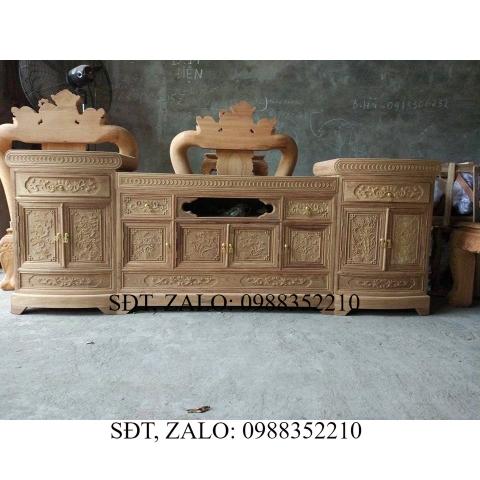 Kệ tivi mõ lõm cánh cong gỗ hương vân