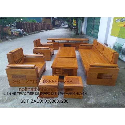 Bộ sofa trứng đối gỗ sồi Nga gồm 7 món, hàng đẹp ván dầy, phun PU 7 lớp chất lượng (MIỄN PHÍ VẬN CHUYỂN 50KM)