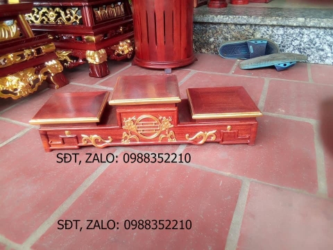 Tam sơn đế bát hương dát vàng mặt 16 cm ngang 57 cm cao 15 cm