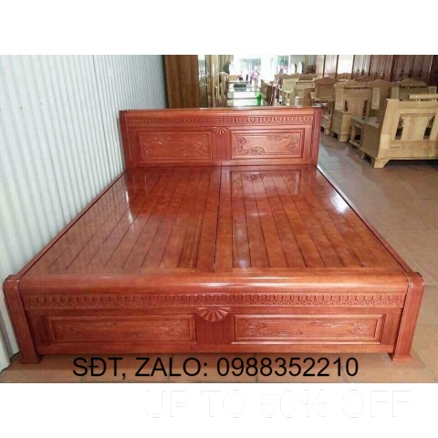 Giường ngủ gỗ xoan đào mẫu 2 lớn