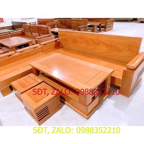 [Trả góp 0%] Bàn ghế phòng khách mẫu góc L gỗ đinh hương