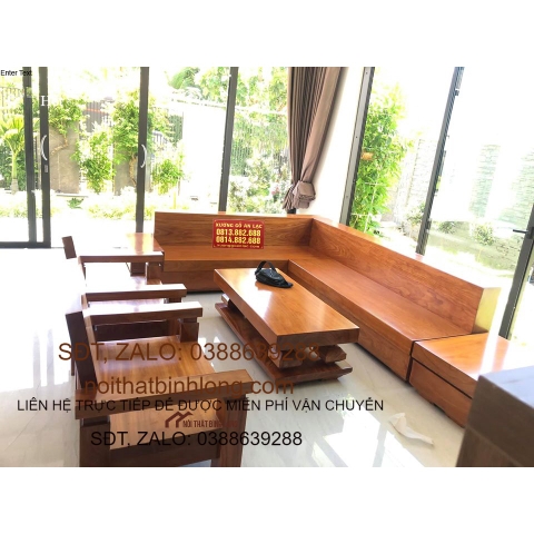 Bộ sofa gỗ gõ đỏ nguyên khối 13047
