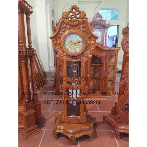 Đồng hồ hoa lá tây gỗ hương đá, gỗ gõ đỏ - Hàng Cao cấp giá cực RẺ - Siêu VIP, tôn vinh vẻ đẹp ngôi nhà bạn