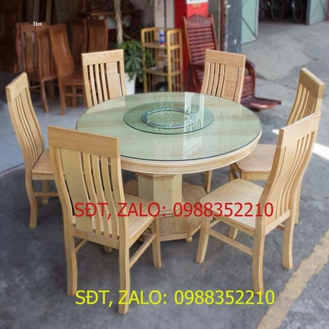 [Trả góp 0%] BÀN ĂN TRÒN GỖ SỒI TỰ NHIÊN , BỘ BÀN ĂN TRÒN CÓ MÂM XOAY , BÀN ĂN GỖ CAO CẤP
