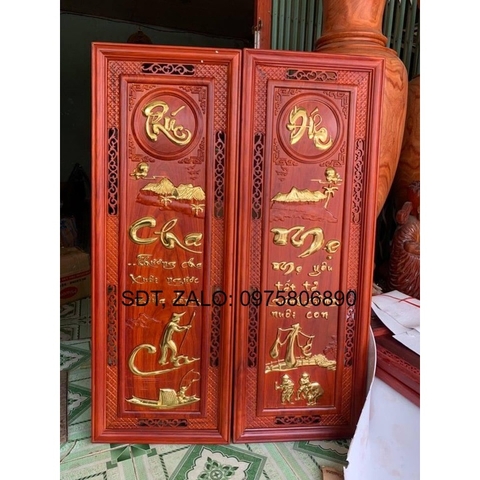 [Trả góp 0%] Tranh gỗ cao cấp Cha Mẹ dán vàng